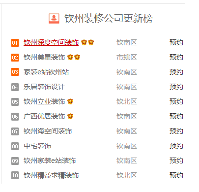 欽州十大裝修公司排名